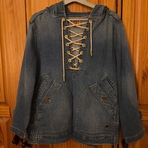 Jean hoodie with lace up detail Tory Burch